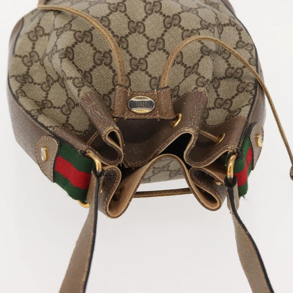 GUCCI GG Supreme Web Sherry Line Bag PVC Beige Gold 41 02 034 Auth 151000