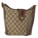GUCCI GG Supreme Web Sherry Line Bag PVC Beige Gold 40 02 081 Auth 151001-1