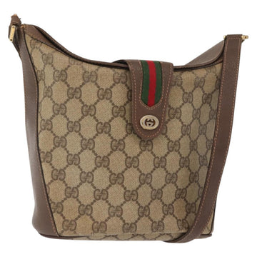 GUCCI GG Supreme Web Sherry Line Bag PVC Beige Gold 40 02 081 Auth 151001