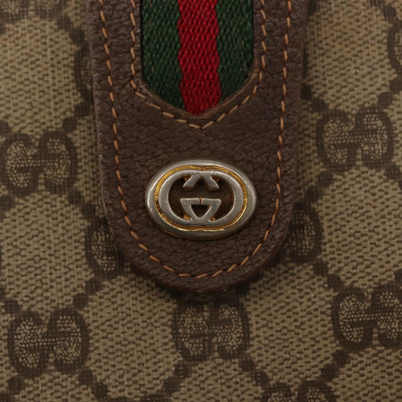 GUCCI GG Supreme Web Sherry Line Bag PVC Beige Gold 40 02 081 Auth 151001