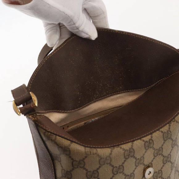 GUCCI GG Supreme Web Sherry Line Bag PVC Beige Gold 40 02 081 Auth 151001