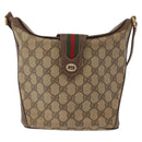 GUCCI GG Supreme Web Sherry Line Bag PVC Beige Gold 40 02 081 Auth 151001-13