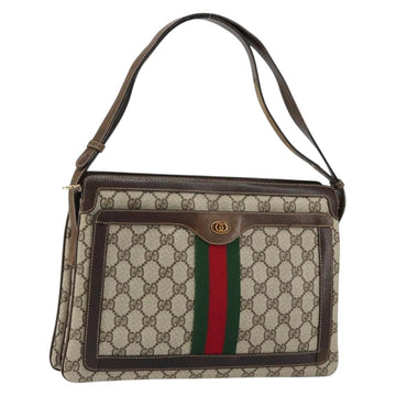 GUCCI GG Supreme Web Sherry Line Bag PVC Beige Gold 14 01 4085 Auth 151002