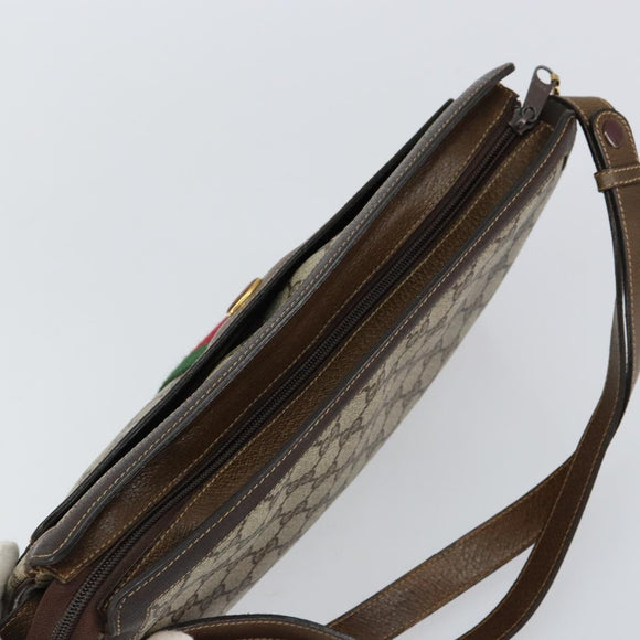 GUCCI GG Supreme Web Sherry Line Bag PVC Beige Gold 14 01 4085 Auth 151002