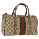 GUCCI GG Supreme Web Sherry Line Boston Bag PVC Beige Gold 39 02 007 Auth 151003-1