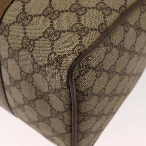 GUCCI GG Supreme Web Sherry Line Boston Bag PVC Beige Gold 39 02 007 Auth 151003