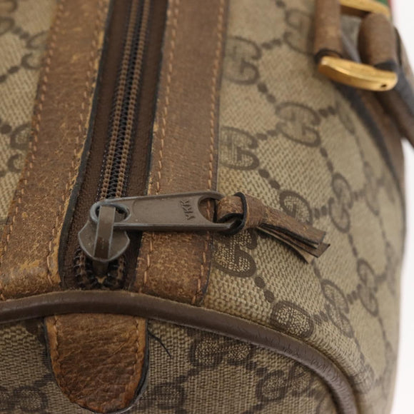 GUCCI GG Supreme Web Sherry Line Boston Bag PVC Beige Gold 39 02 007 Auth 151003