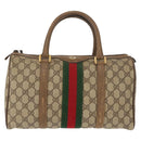 GUCCI GG Supreme Web Sherry Line Boston Bag PVC Beige Gold 39 02 007 Auth 151003-13