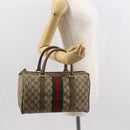 GUCCI GG Supreme Web Sherry Line Boston Bag PVC Beige Gold 39 02 007 Auth 151003-23