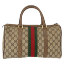 GUCCI GG Supreme Web Sherry Line Boston Bag PVC Beige Gold 39 02 007 Auth 151003-2