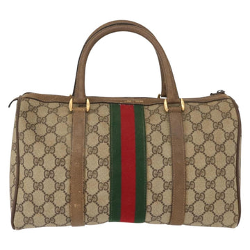 GUCCI GG Supreme Web Sherry Line Boston Bag PVC Beige Gold 39 02 007 Auth 151003 - 0