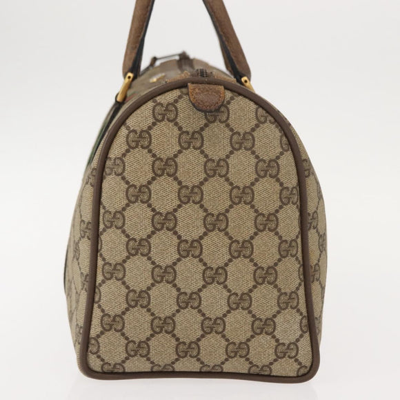 GUCCI GG Supreme Web Sherry Line Boston Bag PVC Beige Gold 39 02 007 Auth 151003