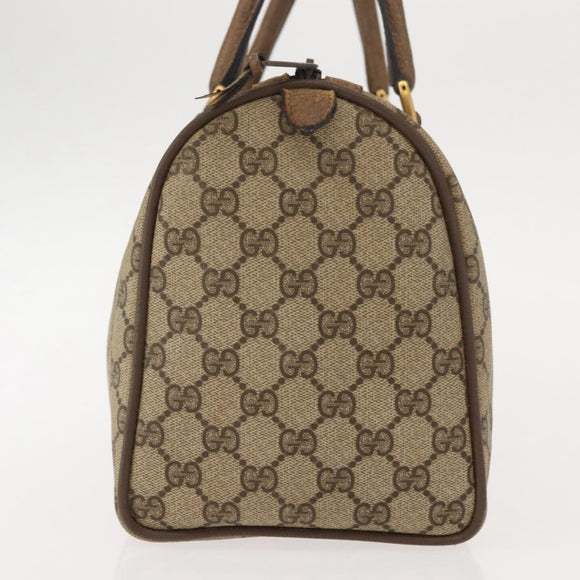 GUCCI GG Supreme Web Sherry Line Boston Bag PVC Beige Gold 39 02 007 Auth 151003