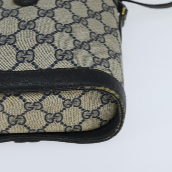 GUCCI GG Supreme Sherry Line Shoulder Bag PVC Navy Gold 904 02 070 Auth 151004