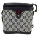 GUCCI GG Supreme Sherry Line Shoulder Bag PVC Navy Gold 904 02 070 Auth 151004-2
