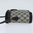 GUCCI GG Supreme Sherry Line Shoulder Bag PVC Navy Gold 904 02 070 Auth 151004-4