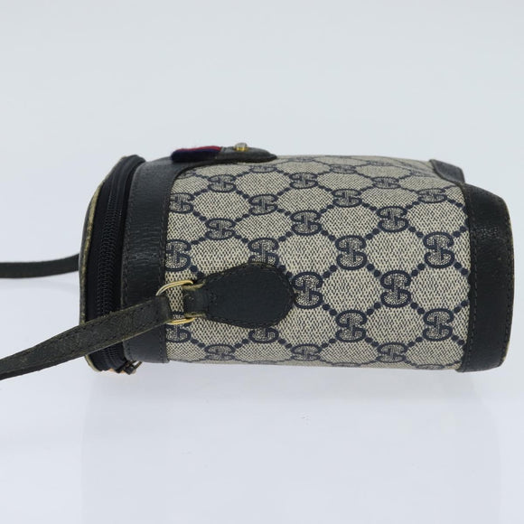 GUCCI GG Supreme Sherry Line Shoulder Bag PVC Navy Gold 904 02 070 Auth 151004