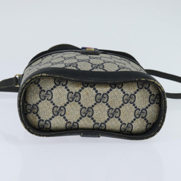 GUCCI GG Supreme Sherry Line Shoulder Bag PVC Navy Gold 904 02 070 Auth 151004
