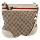 GUCCI GG Canvas Web Sherry Line Pretty Bag Beige Gold 257065 Auth 151008-1