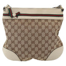 GUCCI GG Canvas Web Sherry Line Pretty Bag Beige Gold 257065 Auth 151008-13