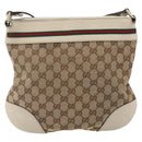 GUCCI GG Canvas Web Sherry Line Pretty Bag Beige Gold 257065 Auth 151008-2