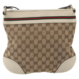 GUCCI GG Canvas Web Sherry Line Pretty Bag Beige Gold 257065 Auth 151008 - 0
