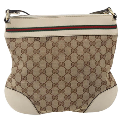 GUCCI GG Canvas Web Sherry Line Pretty Bag Beige Gold 257065 Auth 151008 - 0