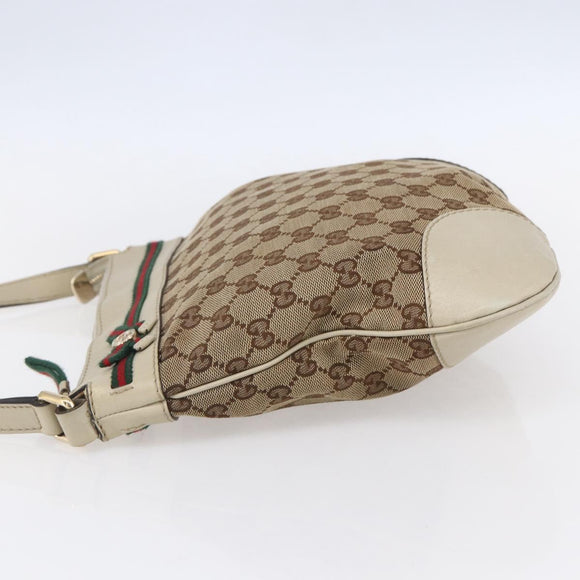 GUCCI GG Canvas Web Sherry Line Pretty Bag Beige Gold 257065 Auth 151008