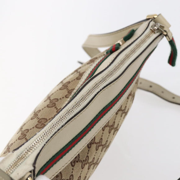 GUCCI GG Canvas Web Sherry Line Pretty Bag Beige Gold 257065 Auth 151008