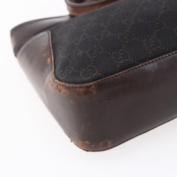 GUCCI GG Canvas Hand Bag Dark Brown Gold 73983 Auth 151009