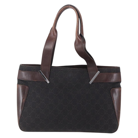 GUCCI GG Canvas Hand Bag Dark Brown Gold 73983 Auth 151009
