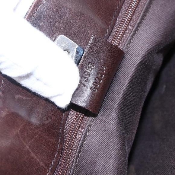 GUCCI GG Canvas Hand Bag Dark Brown Gold 73983 Auth 151009