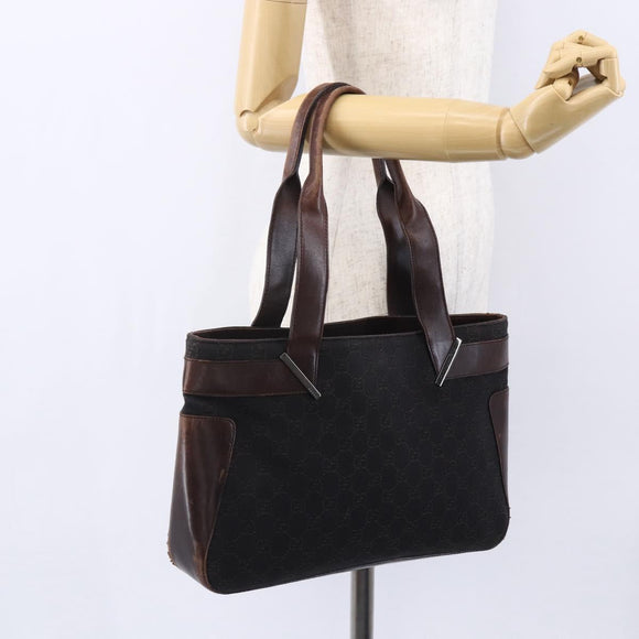 GUCCI GG Canvas Hand Bag Dark Brown Gold 73983 Auth 151009