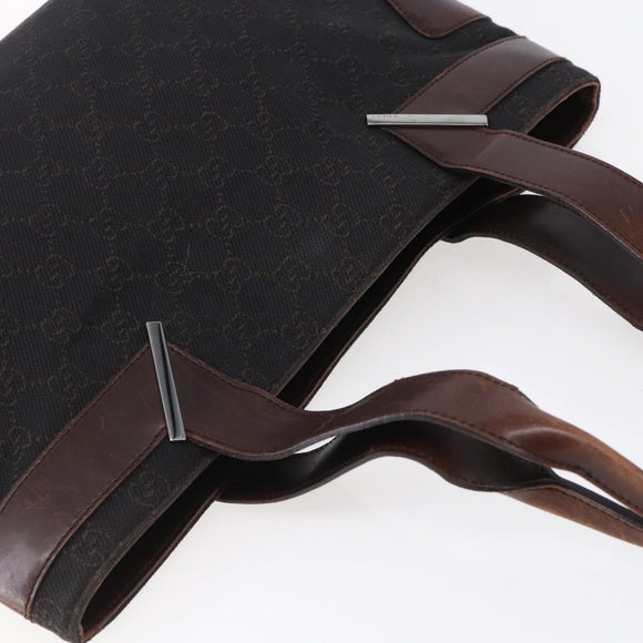 GUCCI GG Canvas Hand Bag Dark Brown Gold 73983 Auth 151009