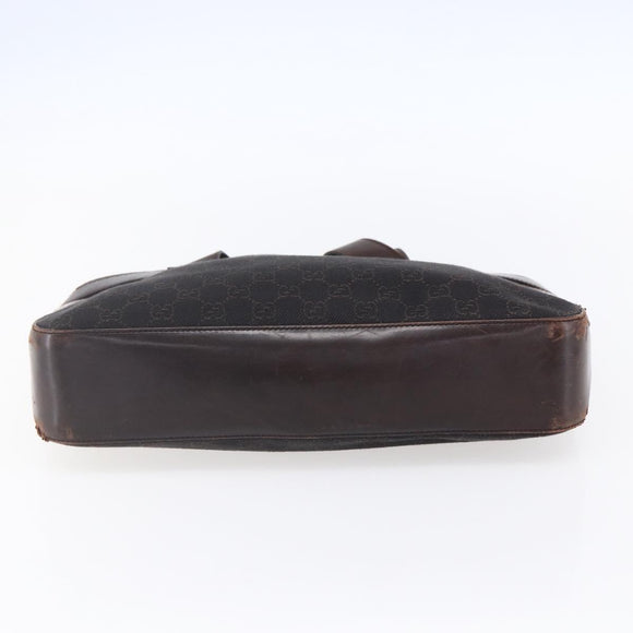 GUCCI GG Canvas Hand Bag Dark Brown Gold 73983 Auth 151009