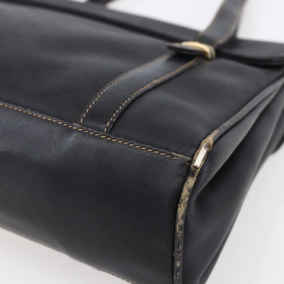 GUCCI Micro GG Supreme Hand Bag PVC Leather Black Gold 000 46 4857 Auth 151011