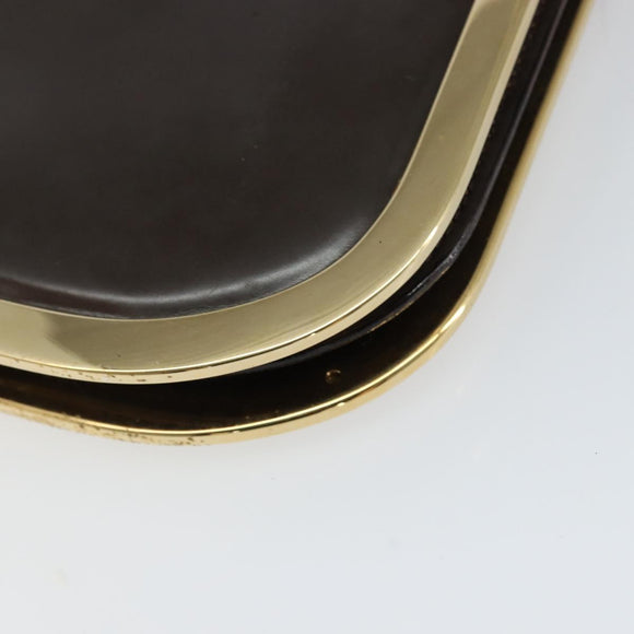 GUCCI Shoulder Bag Enamel Brown Gold Auth 151014