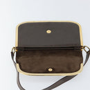 GUCCI Shoulder Bag Enamel Brown Gold Auth 151014-18