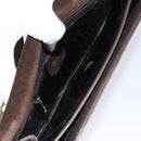 GUCCI Shoulder Bag Enamel Brown Gold Auth 151014-10