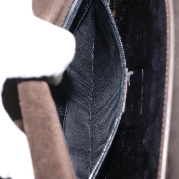 GUCCI Shoulder Bag Enamel Brown Gold Auth 151014