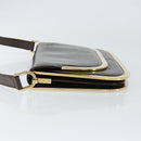 GUCCI Shoulder Bag Enamel Brown Gold Auth 151014-4