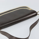 GUCCI Shoulder Bag Enamel Brown Gold Auth 151014-6