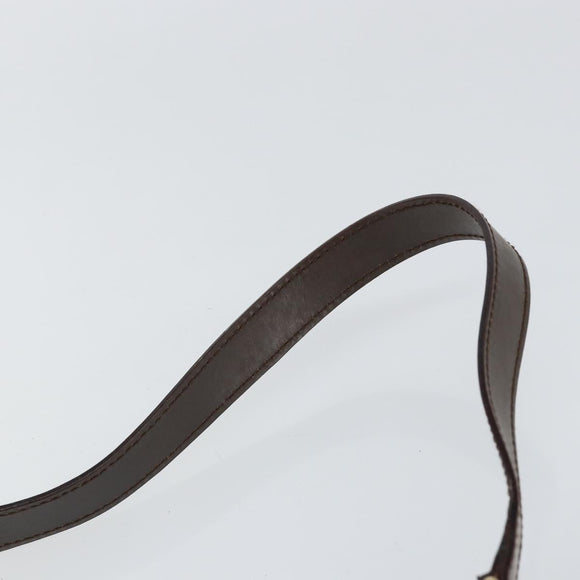 GUCCI Shoulder Bag Enamel Brown Gold Auth 151014