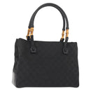 GUCCI GG Canvas Bamboo Tote Bag Black Silver Auth 151015-1