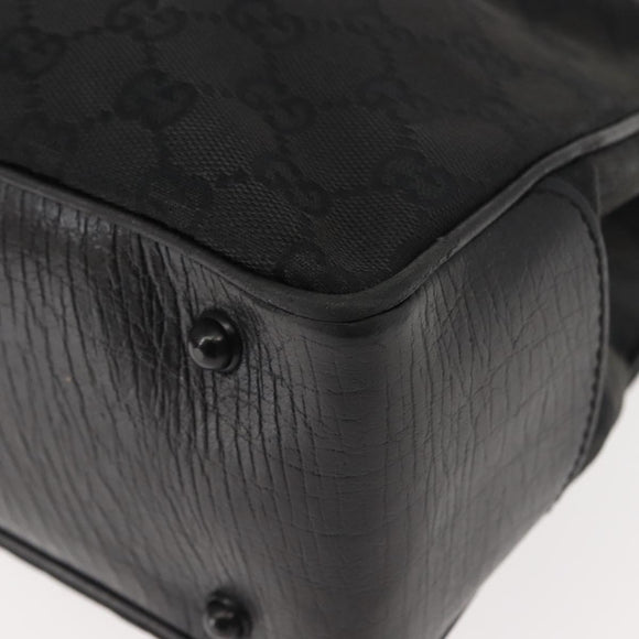 GUCCI GG Canvas Bamboo Tote Bag Black Silver Auth 151015