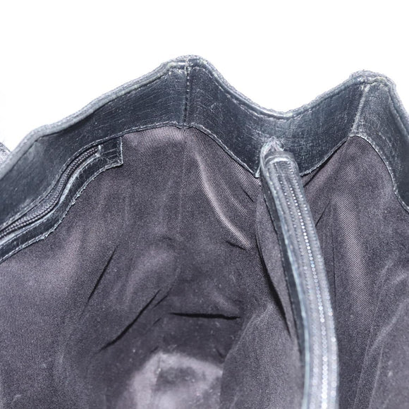 GUCCI GG Canvas Bamboo Tote Bag Black Silver Auth 151015