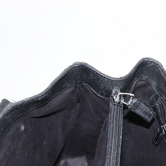 GUCCI GG Canvas Bamboo Tote Bag Black Silver Auth 151015