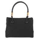GUCCI GG Canvas Bamboo Tote Bag Black Silver Auth 151015-2