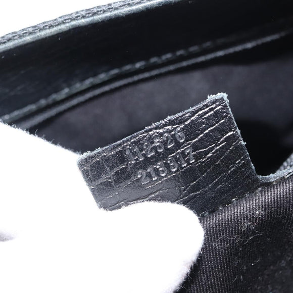 GUCCI GG Canvas Bamboo Tote Bag Black Silver Auth 151015