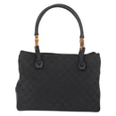 GUCCI GG Canvas Bamboo Tote Bag Black Silver Auth 151015-3